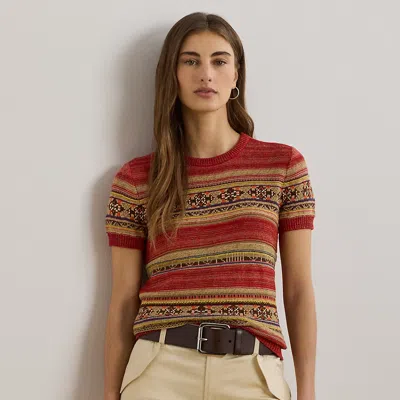 Ralph Lauren Geo-striped Short-sleeve Sweater