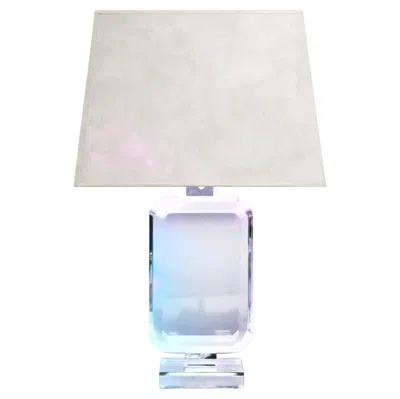 Pre-owned Ralph Lauren Geometric Hand-cut Clear Crystal Table Lamp, 2000's, Signed, Usa. In Transparent