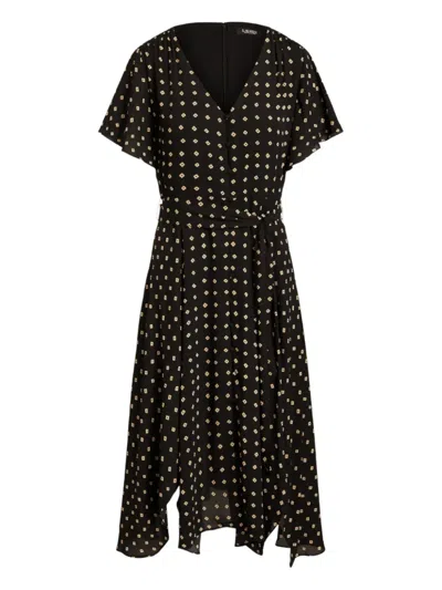 Ralph Lauren Geometric-print Midi Dress In Black