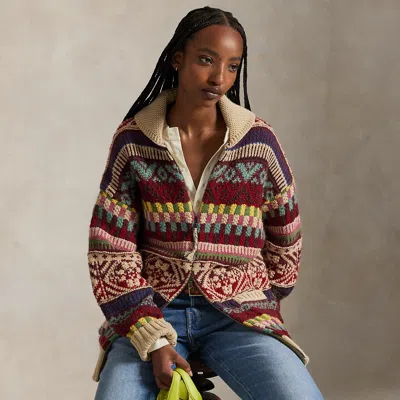 Ralph Lauren Geometric Shawl-collar Zip Cardigan In Multi