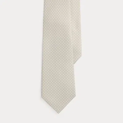 Ralph Lauren Geometric-print Silk Twill Tie In Pearl Grey