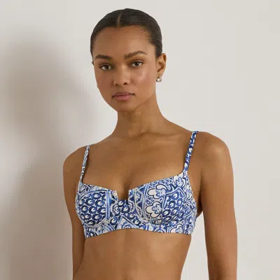 Ralph Lauren Geo-print Cutout Balconette Bikini Top In Multi In Blue