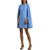 Ralph Lauren Georgette Cocktail Cape Dress In Blue