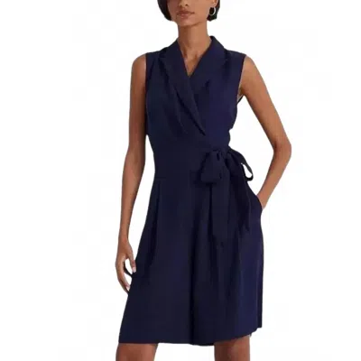 Ralph Lauren Georgette Sleeveless Romper In Navy In Blue