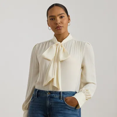 Ralph Lauren Georgette Tie-neck Blouse In Mascarpone Cream