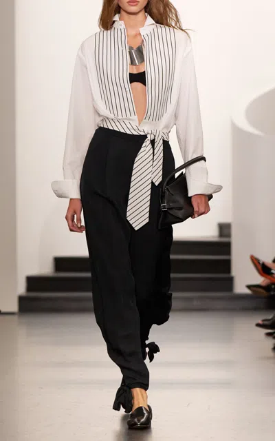 RALPH LAUREN GIAVANNA TIE-DETAILED CREPE PANTS