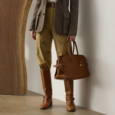 Ralph Lauren Gillian Print Lamb-suede Pant In Green