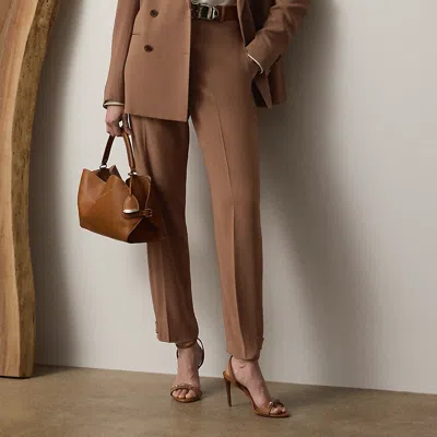 Ralph Lauren Gillian Stretch Cady Pant In Brown
