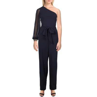 Ralph Lauren Ginalee Womens Belted Knit Jumpsuit In Blue