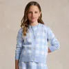 Ralph Lauren Kids' Gingham Boxy Cotton Cardigan In Blue