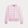 Ralph Lauren Kids' Gingham Boxy Cotton Cardigan In Pink