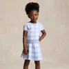Ralph Lauren Kids' Gingham Cotton Jumper & Skirt Set In Blue