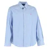 Ralph Lauren Gingham Logo Embroidered Shirt In Blue Cotton In Blue