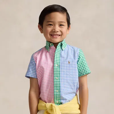 Ralph Lauren Kids' Gingham Oxford Short-sleeve Fun Shirt In Multi