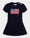 Ralph Lauren Girl's American Flag Cashmere Cable Knit Dress In Refined Navy Multi