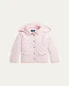 Ralph Lauren Girl's Audrey Quilted Collared Jacket In Pink