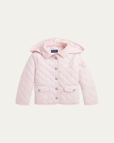 Ralph Lauren Kids' Girl's Audrey Quilted Collared Jacket In Pink