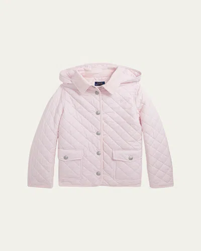 Ralph Lauren Kids' Girl's Audrey Quilted Collared Jacket In Pink
