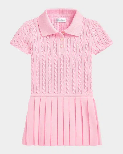 Ralph Lauren Kids' Girl's Cable Knit Polo Dress In Pink