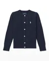 Polo Ralph Lauren Girls Blue Cotton Cable Knit Cardigan In Refined Navy
