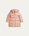 Ralph Lauren Girl's Celia Metallic Long Hooded Down Jacket In Black