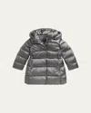 Ralph Lauren Girl's Celia Metallic Nylon Puffer Down Jacket In Silver