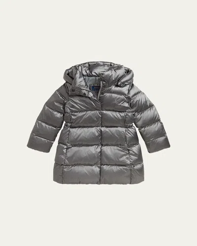 Ralph Lauren Kids' Girl's Celia Metallic Nylon Puffer Down Jacket In Silver