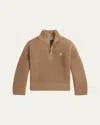 Ralph Lauren Girl's Cotton Knit Mock-neck Sweater In Brown