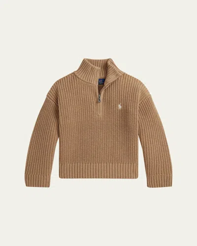 RALPH LAUREN GIRL'S COTTON KNIT MOCK-NECK SWEATER