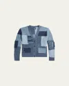 Ralph Lauren Girl's Cotton Patchwork Cardigan Sweater In Blue