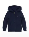 Polo Ralph Lauren Girl's Drapey Terry Zip Hoodie In Refined Navy