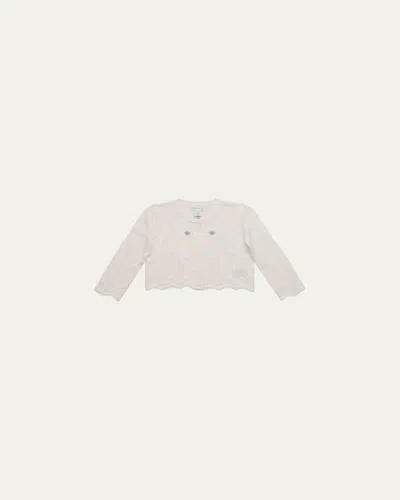 Ralph Lauren Kids' Girl's Embroidered Pointelle-knit Cardigan In Neutral