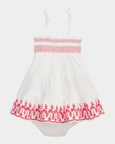Ralph Lauren Kids' Girl's Eyelet Embroidered Dress W/ Bloomers In White