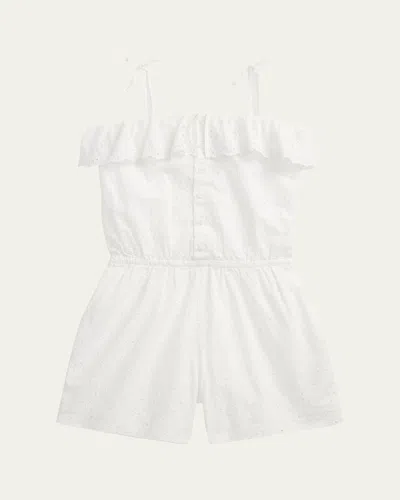 RALPH LAUREN GIRL'S EYELET EMBROIDERED ROMPER