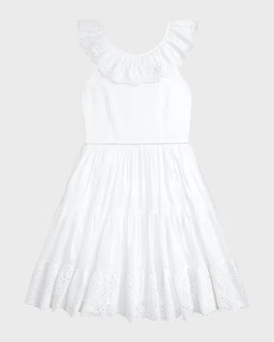 Ralph Lauren Kids' Girl's Eyelet Trim Day Dress In White