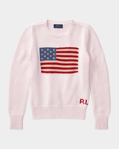 RALPH LAUREN GIRL'S FLAG INTARSIA KNIT SWEATER