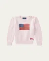 Ralph Lauren Girl's Flag Intarsia Knit Sweater In Pink