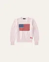 Ralph Lauren Girl's Flag Intarsia Knit Sweater In Pink