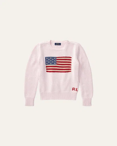 Ralph Lauren Kids' Girl's Flag Intarsia Knit Sweater In Pink