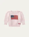 Ralph Lauren Girl's Flag Intarsia Knit Sweater In Pink