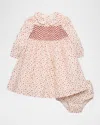 Ralph Lauren Girl's Floral Cotton Twill Dress & Bloomer In Pink