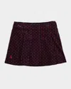 Ralph Lauren Girl's Floral Pleated Corduroy Mini Skirt In Burgundy