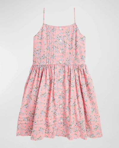 Ralph Lauren Kids' Girl's Floral-print Linen Dress In Seze Floral