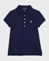 Ralph Lauren Girl's Logo Embroidered Short-sleeve Polo Shirt In Blue