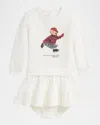 Ralph Lauren Girl's Polo Bear Fleece Dress & Bloomers In White