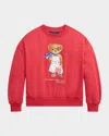 Ralph Lauren Girl's Polo Bear Terry Sweatshirt In Starboard Red