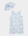 Ralph Lauren Boy's Printed Bubble Romper W/ Hat Set In Riviera Toile