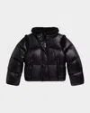 Ralph Lauren Girl's Recycled Nylon Taffeta Down Puffer Jacket In Black