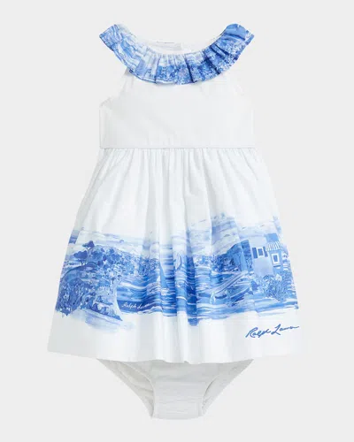 RALPH LAUREN GIRL'S SEASIDE-PRINT DRESS W/ BLOOMERS