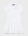 Ralph Lauren Kids' Girl's Short-sleeve Knit Drop-waist Polo Dress In White